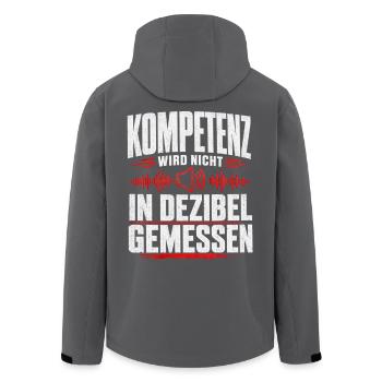 Kompetenz wird nicht in Dezibel gemessen - Recycelte Männer Softshell-Jacke von Stanley/Stella - Schwarz - Hinten - AI Model Male 185 light (185cm)
