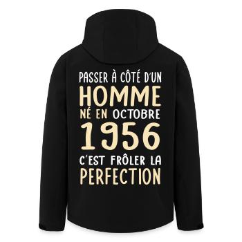 Anniversaire 70 ans - Né en Octobre 1956 - Veste softshell homme en polyester recyclé Stanley/Stella - noir - Dos - AI Model Male 185 light (185cm)