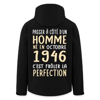 Anniversaire 80 ans - Né en Octobre 1946 - Veste softshell homme en polyester recyclé Stanley/Stella - noir - Dos - AI Model Male 185 light (185cm)