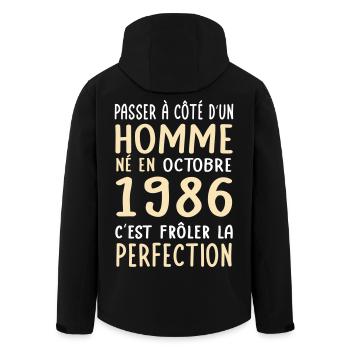 Anniversaire 40 ans - Né en Octobre 1986 - Veste softshell homme en polyester recyclé Stanley/Stella - noir - Dos - AI Model Male 185 light (185cm)