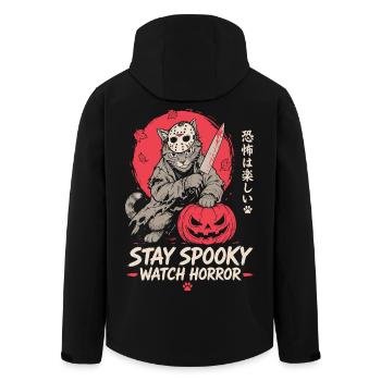 Stay Spooky Watch Horror Cat - Recycelte Männer Softshell-Jacke von Stanley/Stella - Schwarz - Hinten - AI Model Male 185 light (185cm)