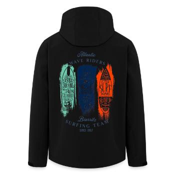 Blue Waves und Atlantiksurfen - Recycelte Männer Softshell-Jacke von Stanley/Stella - Schwarz - Hinten - AI Model Male 185 light (185cm)