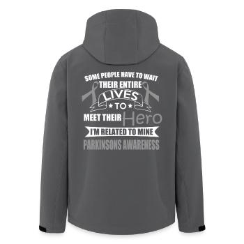 Parkinsons Awareness! Related to my Hero! - Men’s Recycled Softshell Jacket by Stanley/Stella - anthracite - Back - AI Model Male 185 light (185cm)