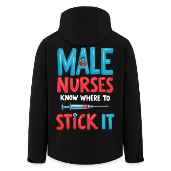 Male Nurses - Men’s Recycled Softshell Jacket by Stanley/Stella - black - Back - AI Model Male 185 light (185cm)