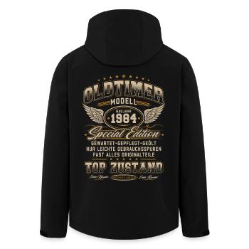 Oldtimer Baujahr 1984 Jahrgang Geburtstag Geschenk - Recycelte Männer Softshell-Jacke von Stanley/Stella - Schwarz - Hinten - AI Model Male 185 light (185cm)