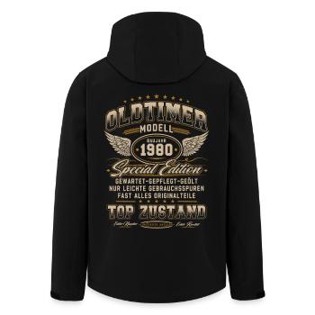 Oldtimer Baujahr 1980 Jahrgang Geburtstag Geschenk - Recycelte Männer Softshell-Jacke von Stanley/Stella - Schwarz - Hinten - AI Model Male 185 light (185cm)