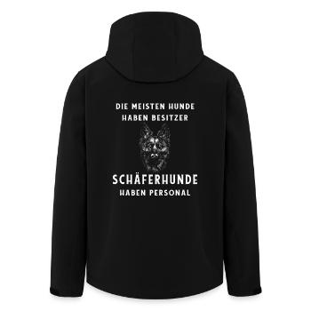 Lustiges Schäferhund Design - Recycelte Männer Softshell-Jacke von Stanley/Stella - Schwarz - Hinten - AI Model Male 185 light (185cm)