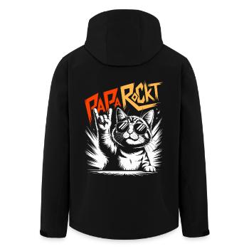 Papa rockt Katze | Bester Papa | Vatertag - Recycelte Männer Softshell-Jacke von Stanley/Stella - Schwarz - Hinten - AI Model Male 185 light (185cm)
