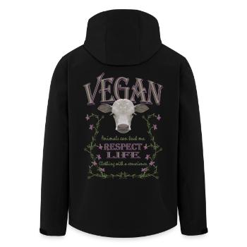 VEGAN - RESPECT LIFE - Recycelte Männer Softshell-Jacke von Stanley/Stella - Schwarz - Hinten - AI Model Male 185 light (185cm)