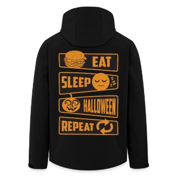Essen, Schlafen, Halloween, Wiederholen - Recycelte Männer Softshell-Jacke von Stanley/Stella - Schwarz - Hinten - AI Model Male 185 light (185cm)