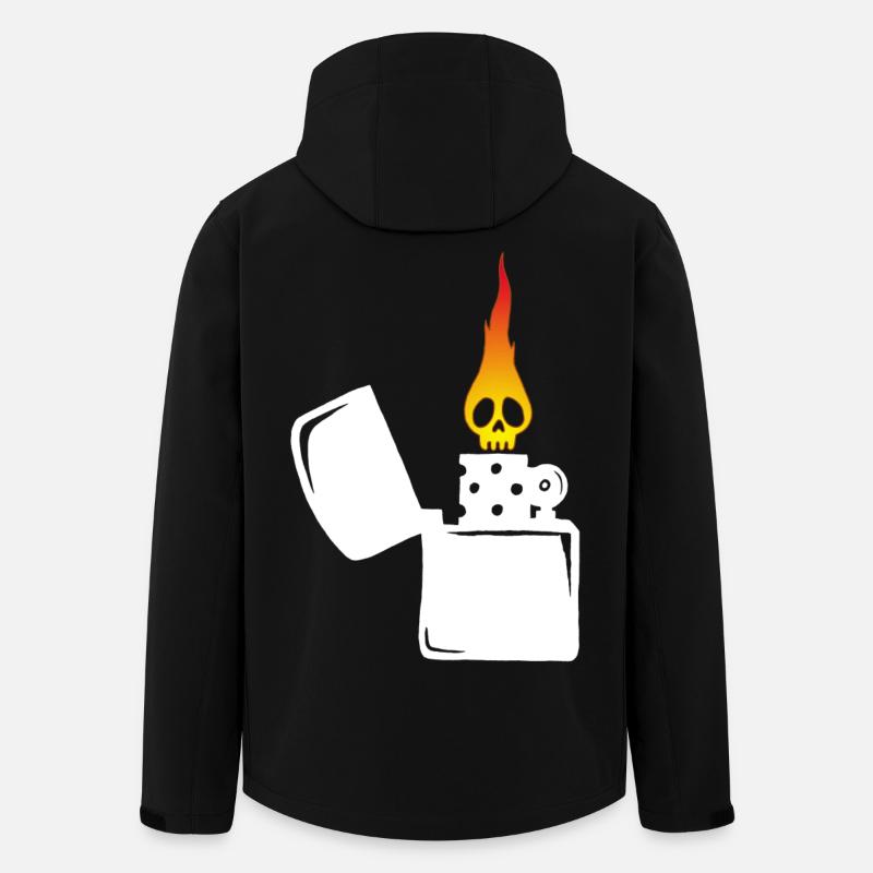 flaming skull and white lighter - Men’s Recycled Softshell Jacket by Stanley/Stella - black