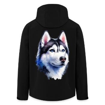 Portrait de husky majestueux - Veste softshell homme en polyester recyclé Stanley/Stella - noir - Dos - AI Model Male 185 light (185cm)