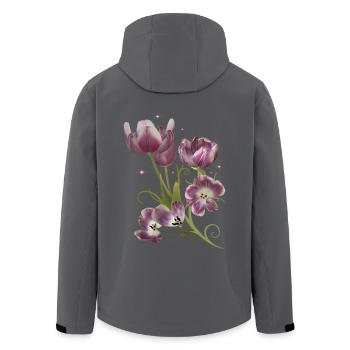 Tulips and Stars, Mixed Media Artwork - Men’s Recycled Softshell Jacket by Stanley/Stella - black - Back - AI Model Male 185 light (185cm)
