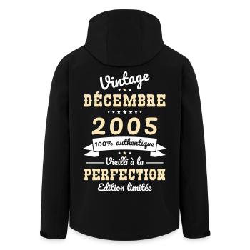 20 Years Anniversary - Vintage - December 2005 - Men’s Recycled Softshell Jacket by Stanley/Stella - black - Back - AI Model Male 185 light (185cm)