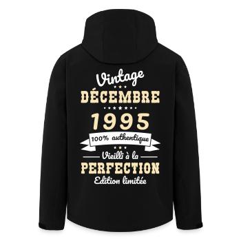 Anniversaire 30 ans - Vintage - Décembre 1995 - Veste softshell homme en polyester recyclé Stanley/Stella - noir - Dos - AI Model Male 185 light (185cm)