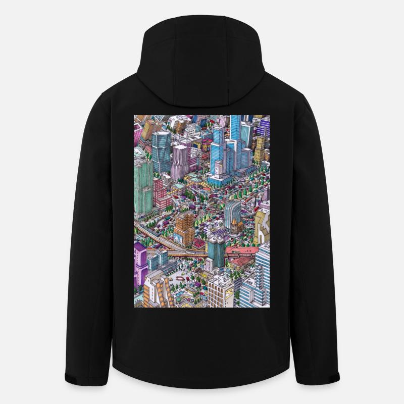 Gribouillage urbain coloré - Veste softshell homme en polyester recyclé Stanley/Stella - noir