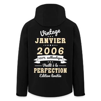 Anniversaire 20 ans - Vintage - Janvier 2006 - Veste softshell homme en polyester recyclé Stanley/Stella - noir - Dos - AI Model Male 185 light (185cm)