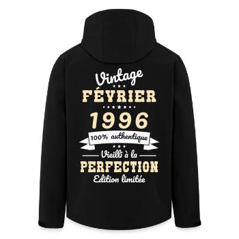 Anniversaire 30 ans - Vintage - Février 1996 - Veste softshell homme en polyester recyclé Stanley/Stella - noir - Dos - AI Model Male 185 light (185cm)
