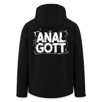 Anal Gott Schriftzug - Recycelte Männer Softshell-Jacke von Stanley/Stella - Schwarz - Hinten - AI Model Male 185 light (185cm)