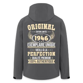 1946 – Exemplaire unique – Qualité premium - Veste softshell homme en polyester recyclé Stanley/Stella - noir - Dos - AI Model Male 185 light (185cm)