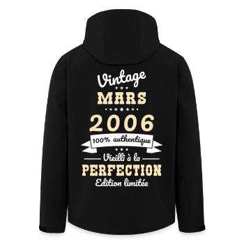 Anniversaire 20 ans - Vintage - Mars 2006 - Veste softshell homme en polyester recyclé Stanley/Stella - noir - Dos - AI Model Male 185 light (185cm)