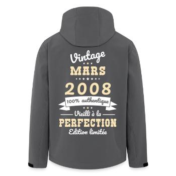 18 Year Anniversary - Vintage - March 2008 - Men’s Recycled Softshell Jacket by Stanley/Stella - black - Back - AI Model Male 185 light (185cm)