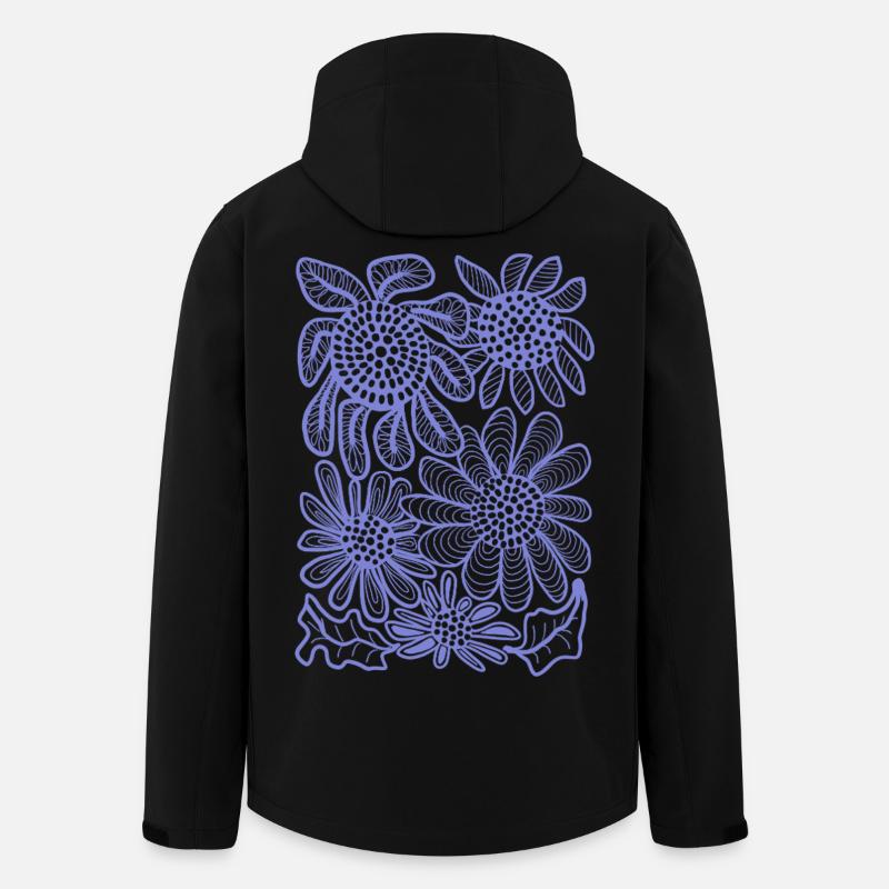 Floral Linework Bloom - Men’s Recycled Softshell Jacket by Stanley/Stella - black