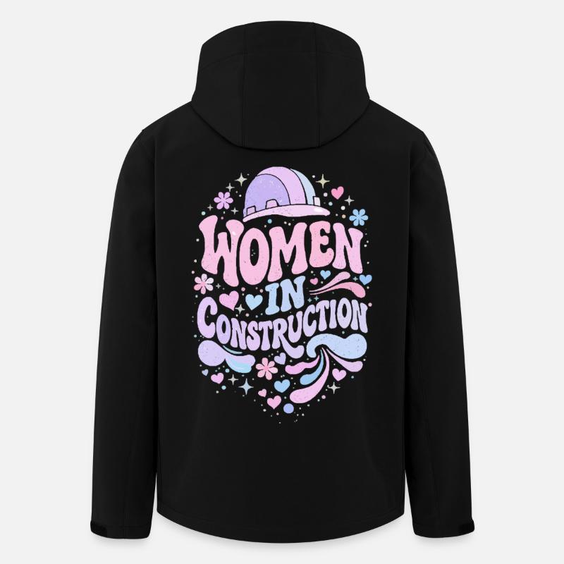 Women in Construction – Pastel Retro - Veste softshell homme en polyester recyclé Stanley/Stella - noir
