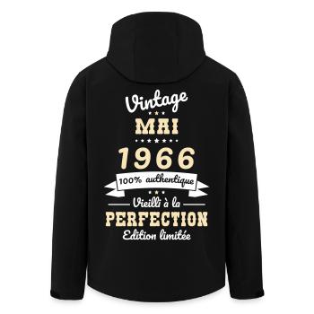 Anniversaire 60 ans - Vintage - Mai 1966 - Veste softshell homme en polyester recyclé Stanley/Stella - noir - Dos - AI Model Male 185 light (185cm)