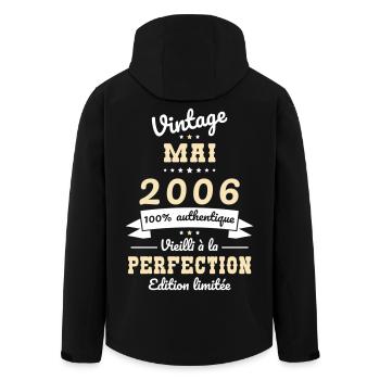 Anniversaire 20 ans - Vintage - Mai 2006 - Veste softshell homme en polyester recyclé Stanley/Stella - noir - Dos - AI Model Male 185 light (185cm)