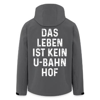 Lustiger Spruch: Das Leben ist kein U-Bahnhof - Recycelte Männer Softshell-Jacke von Stanley/Stella - Schwarz - Hinten - AI Model Male 185 light (185cm)