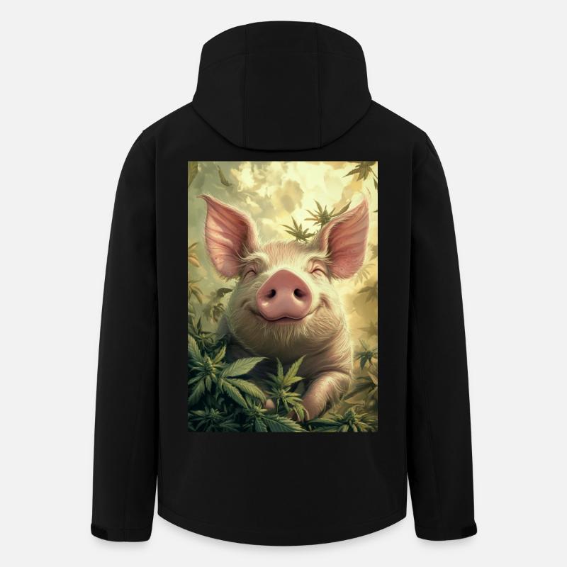 Glückliches Schwein im Hanfwald - Recycelte Männer Softshell-Jacke von Stanley/Stella - Schwarz