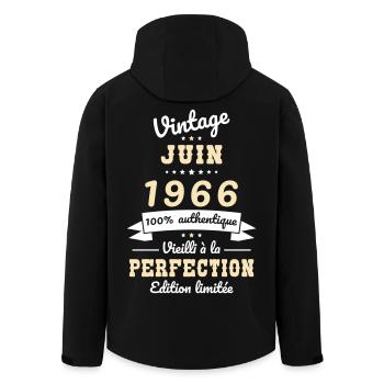 Anniversaire 60 ans - Vintage - Juin 1966 - Veste softshell homme en polyester recyclé Stanley/Stella - noir - Dos - AI Model Male 185 light (185cm)