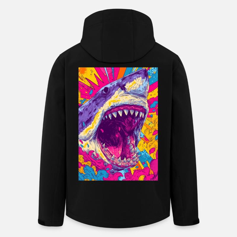 Psychedelic Shark Burst - Men’s Recycled Softshell Jacket by Stanley/Stella - black