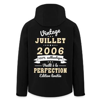 Anniversaire 20 ans - Vintage - Juillet 2006 - Veste softshell homme en polyester recyclé Stanley/Stella - noir - Dos - AI Model Male 185 light (185cm)