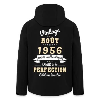 Anniversaire 70 ans - Vintage - Août 1956 - Veste softshell homme en polyester recyclé Stanley/Stella - noir - Dos - AI Model Male 185 light (185cm)