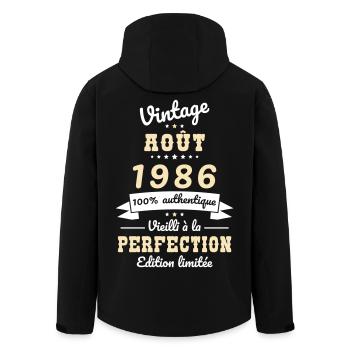 Anniversaire 40 ans - Vintage - Août 1986 - Veste softshell homme en polyester recyclé Stanley/Stella - noir - Dos - AI Model Male 185 light (185cm)