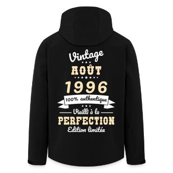 Anniversaire 30 ans - Vintage - Août 1996 - Veste softshell homme en polyester recyclé Stanley/Stella - noir - Dos - AI Model Male 185 light (185cm)