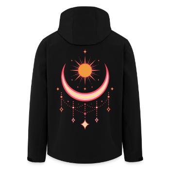 Soleil et Lune du solstice d’été – Motif du symbole bohème - Veste softshell homme en polyester recyclé Stanley/Stella - noir - Dos - AI Model Male 185 light (185cm)