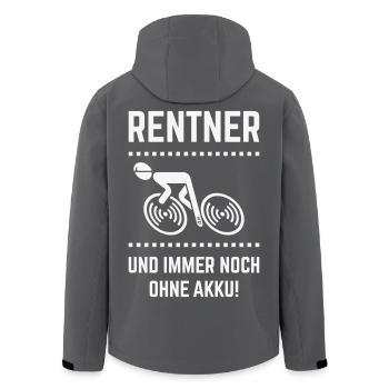 Rentner Und Immer Noch Ohne Akku! (Radfahrer / W) - Recycelte Männer Softshell-Jacke von Stanley/Stella - Schwarz - Hinten - AI Model Male 185 light (185cm)