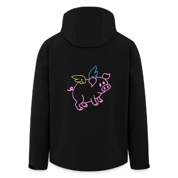 Flying Pig Tshirt Funny Gift - Men’s Recycled Softshell Jacket by Stanley/Stella - black - Back - AI Model Male 185 light (185cm)