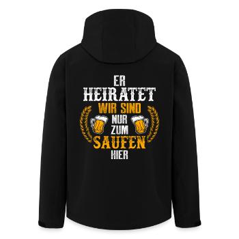 JGA - er heiratet, wir saufen - Recycelte Männer Softshell-Jacke von Stanley/Stella - Schwarz - Hinten - AI Model Male 185 light (185cm)