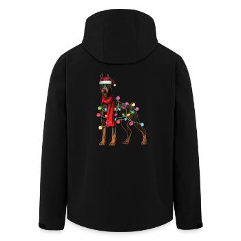 Cadeau de vacances de Noël de chien de Santa Doberman de Noël - Veste softshell homme en polyester recyclé Stanley/Stella - noir - Dos - AI Model Male 185 light (185cm)