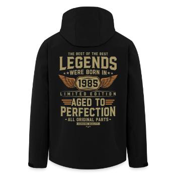 Vintage 1985 Born Legends Birthday Gift - Men’s Recycled Softshell Jacket by Stanley/Stella - black - Back - AI Model Male 185 light (185cm)