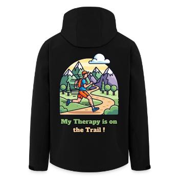 My Therapy is on the Trail ! - Men’s Recycled Softshell Jacket by Stanley/Stella - black - Back - AI Model Male 185 light (185cm)