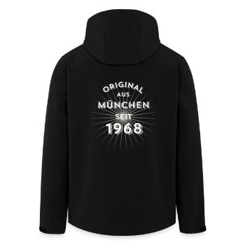 Original aus München seit 1968 - Recycelte Männer Softshell-Jacke von Stanley/Stella - Schwarz - Hinten - AI Model Male 185 light (185cm)