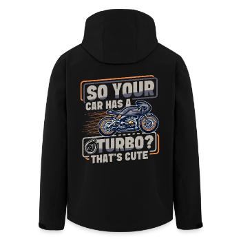 Moto de course de moto dicton - Veste softshell homme en polyester recyclé Stanley/Stella - noir - Dos - AI Model Male 185 light (185cm)