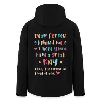 Chère personne derrière moi, Passez une bonne journée - Veste softshell homme en polyester recyclé Stanley/Stella - noir - Dos - AI Model Male 185 light (185cm)