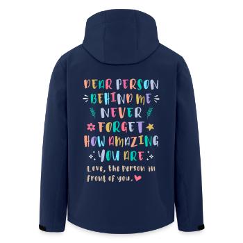Vergiss nie, wie wunderbar du bist - Recycelte Männer Softshell-Jacke von Stanley/Stella - Navy - Hinten - AI Model Male 185 light (185cm)