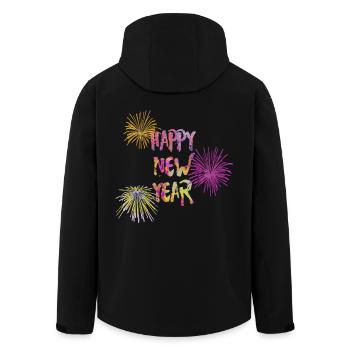Happy new year bunt Silvester 2 - Recycelte Männer Softshell-Jacke von Stanley/Stella - Schwarz - Hinten - AI Model Male 185 light (185cm)